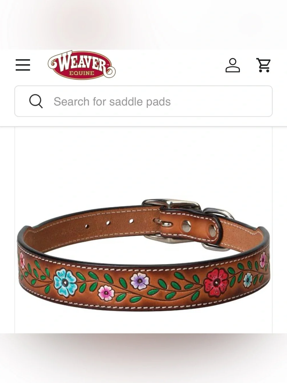 🔱Weavers Hand Panted Floral Detailed Tooled Leather Buckle Dog Collar